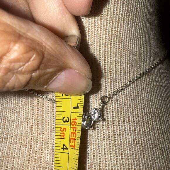 -NECKLACE WOMEN Trinity Necklace Silver With 3 Sparkling CZs 16” Length - Picture 6 of 12